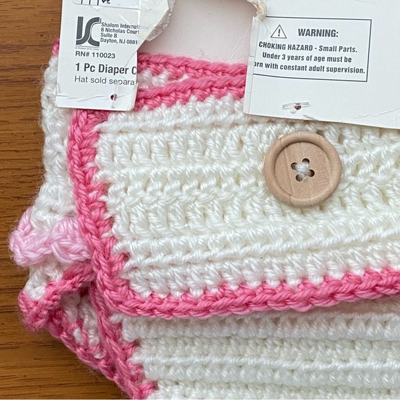 Diaper Cover size 0 6 months New NWT baby Girls boutique Pink white Crocheted - Picture 5 of 12